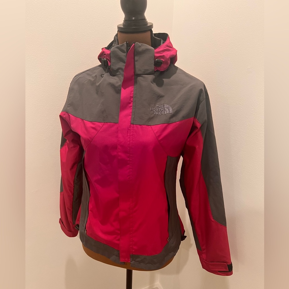 The North Face fleece lined hot pink rain jacket